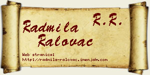 Radmila Ralovac vizit kartica